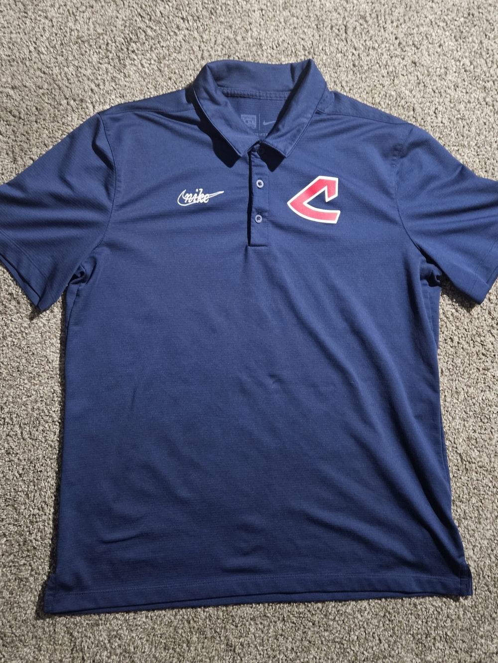 Nike Dri-Fit Cooperstown Collection Cleveland Indians Polo Navy Mens Size Large